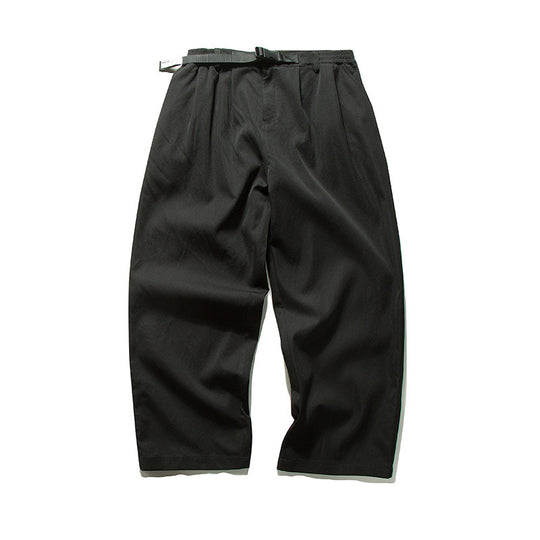Herren Weitgeschnittene Relaxed-Hose mit elastischem Bund, Bundfalten und integriertem Webgürtel Shop Nory