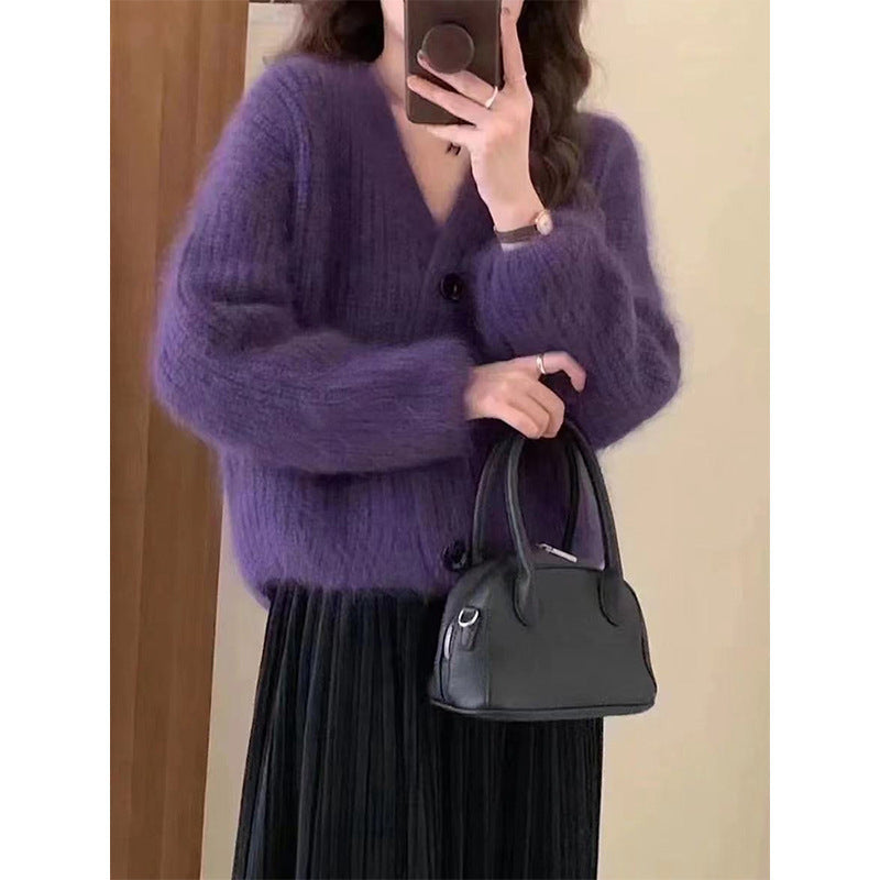 Damen Kuscheliger Strickcardigan mit großen Knöpfen