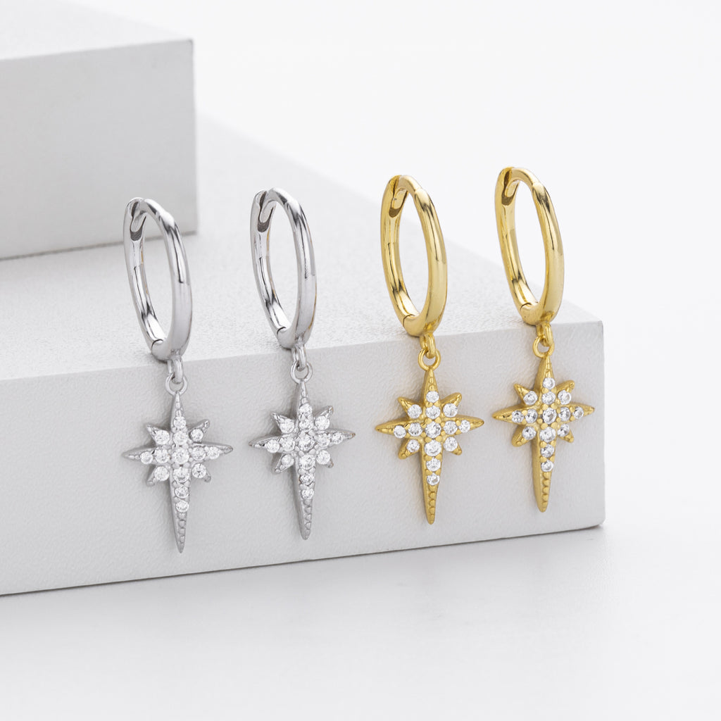 Damen Ohrhänger mit funkelndem Sternenanhänger aus hochwertigem 925 Sterling Silber Shop Nory