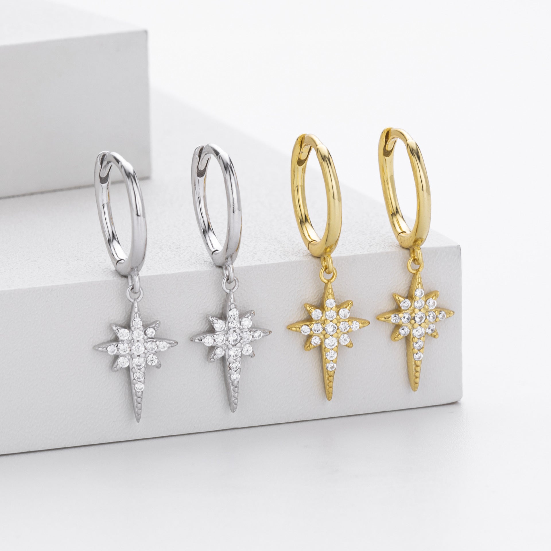 Damen Ohrhänger mit funkelndem Sternenanhänger aus hochwertigem 925 Sterling Silber Shop Nory
