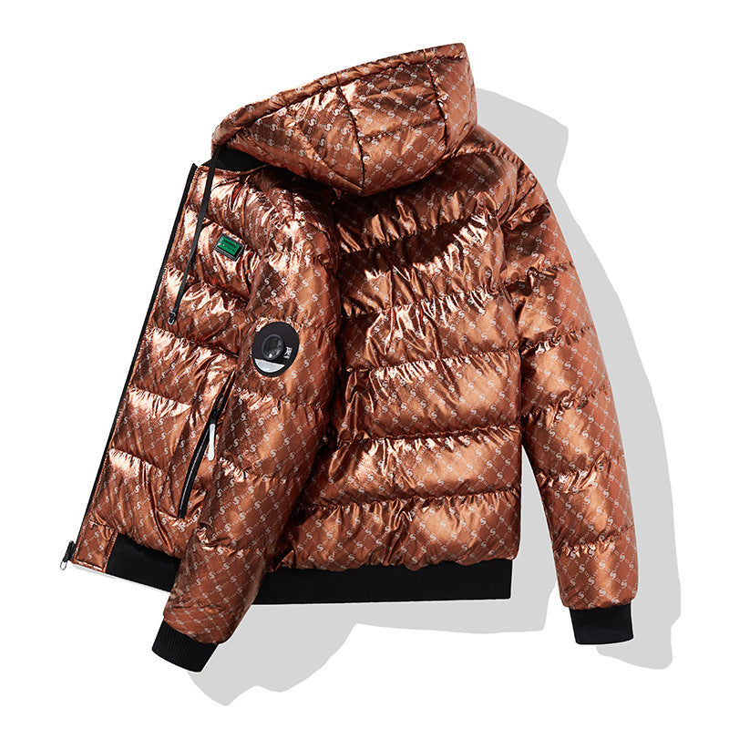 Herren Modische Steppjacke mit Kapuze und glänzendem Finish Shop Nory