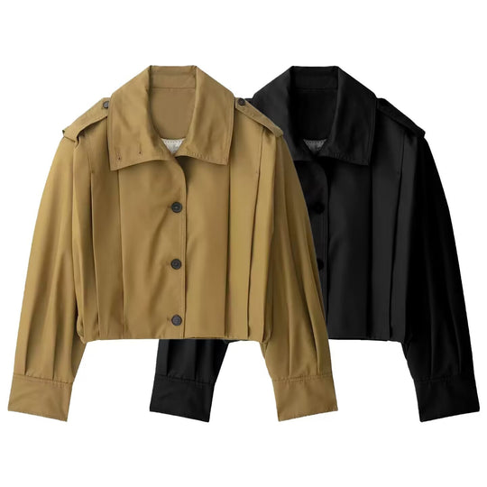 Damen Kurze Boxy‑Trenchjacke mit Faltenblende und Epauletten Shop Nory