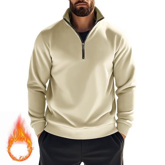 Herren nan komfortables Halbzip-Sweatshirt mit Stehkragen, leicht angerauter Innenseite und geripptem Saum Shop Nory