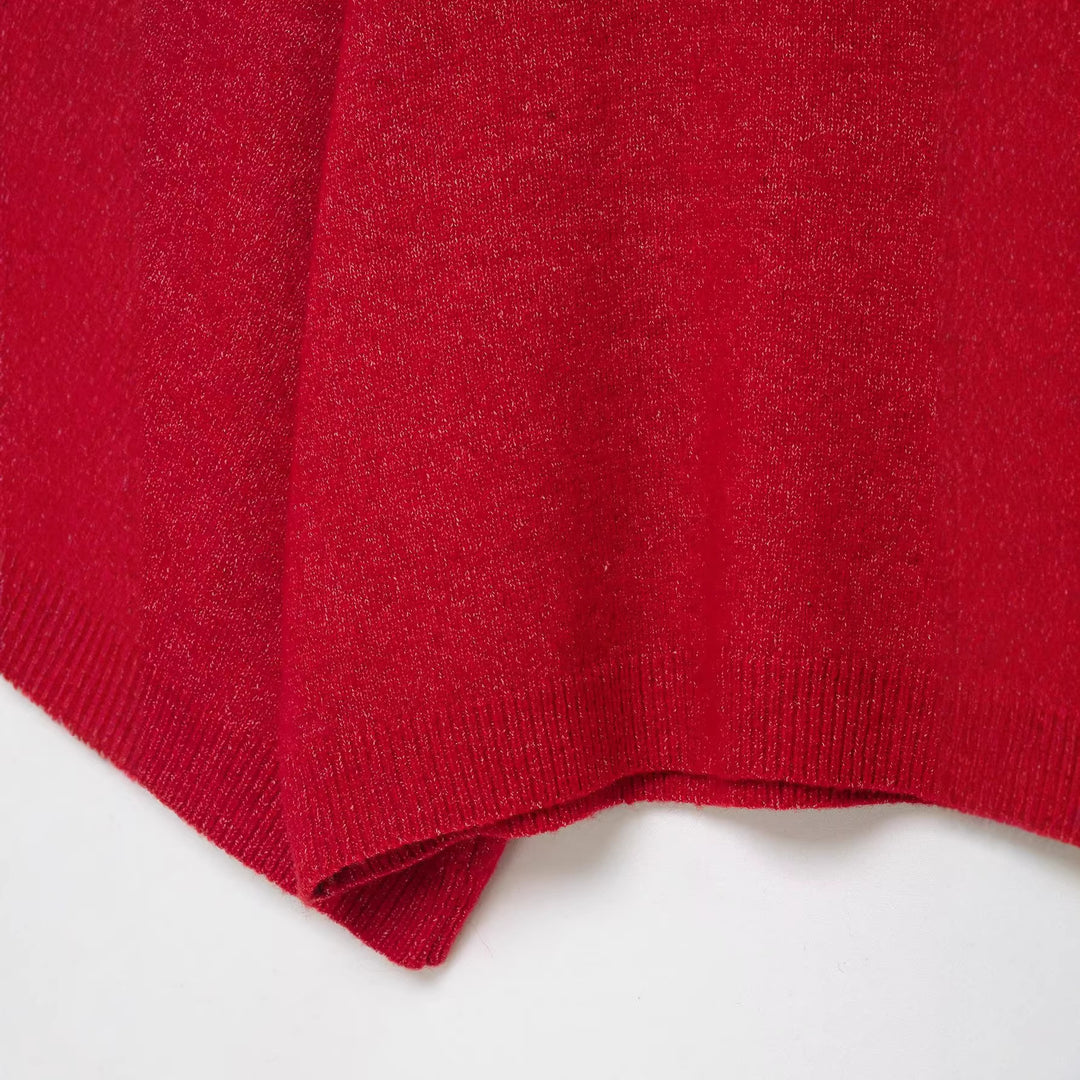 Damen Weicher Cape-Pullover mit weitem Fall und Stehkragen aus Glitzergarn Shop Nory