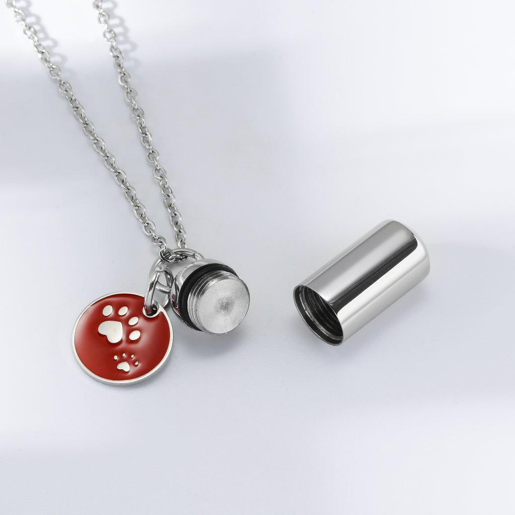 Damen Halskette mit personalisiertem Medaillon und Pfotenanhänger Shop Nory
