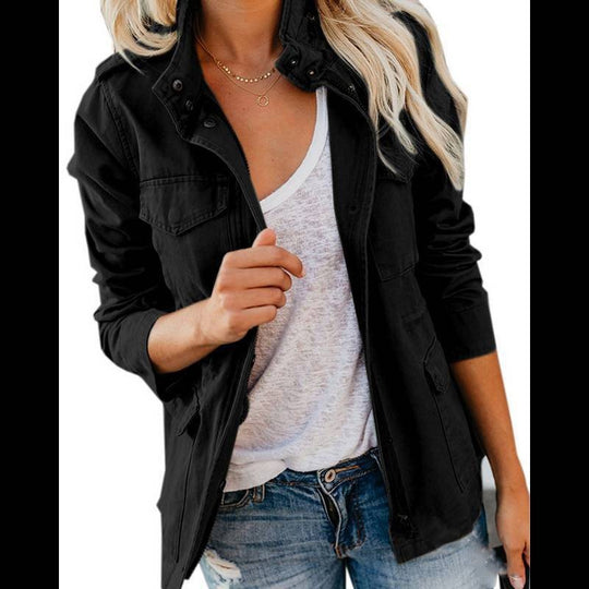 Damen Utility-Fieldjacke mit Stehkragen, aufgesetzten Taschen und Taillenzug Shop Nory