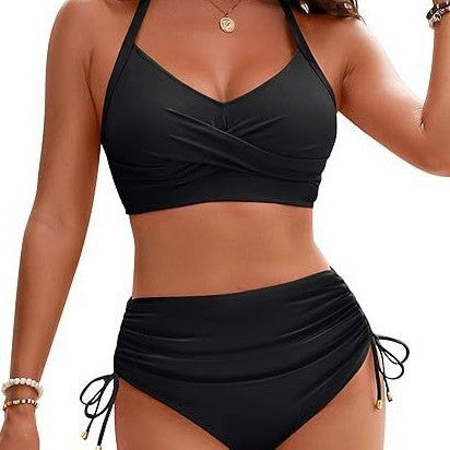 Damen Hochtailliertes Bikini-Set mit Wickeloberteil