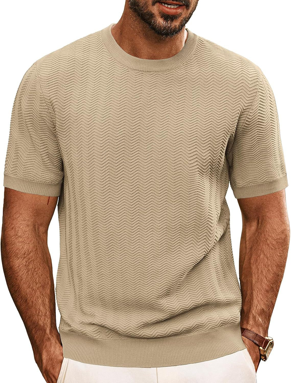 Herren strukturiertes Rundhals T-Shirt ShopNory
