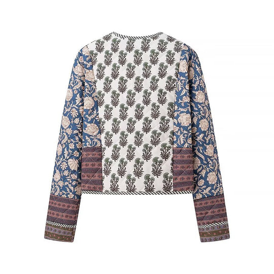 Damen Gesteppte Kurzjacke im Boho‑Patchwork‑Stil mit offenem Vorderteil Shop Nory