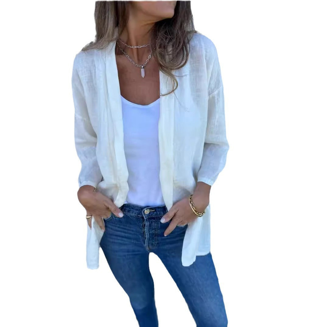 Damen lässige Sommerjacke aus leichtem Leinen