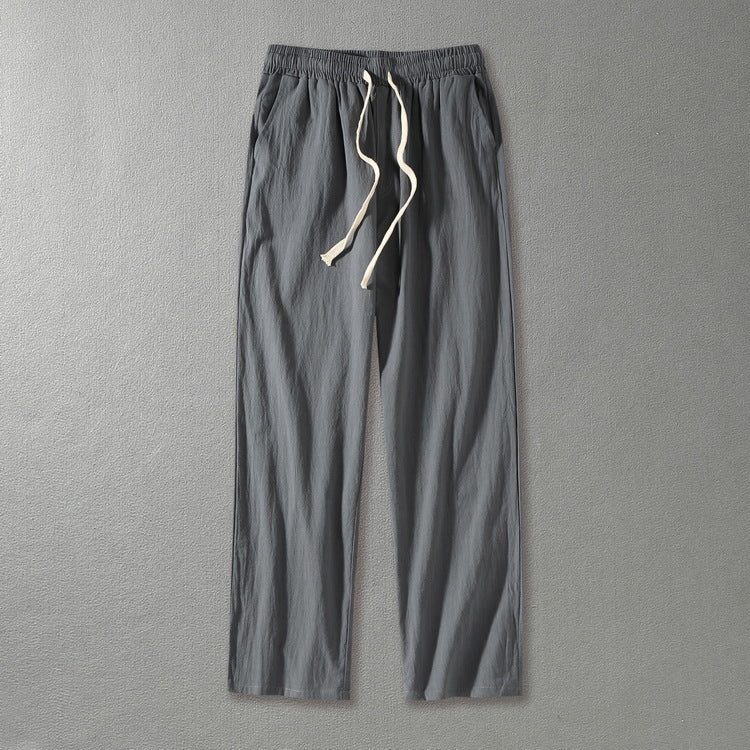 Herren Leinenhose mit elastischem Bund und Tunnelzug geradem Bein Shop Nory