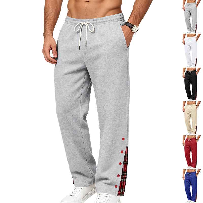 Herren Lockere Jogginghose mit Karo‑Einsatz und Druckknopf‑Details Shop Nory