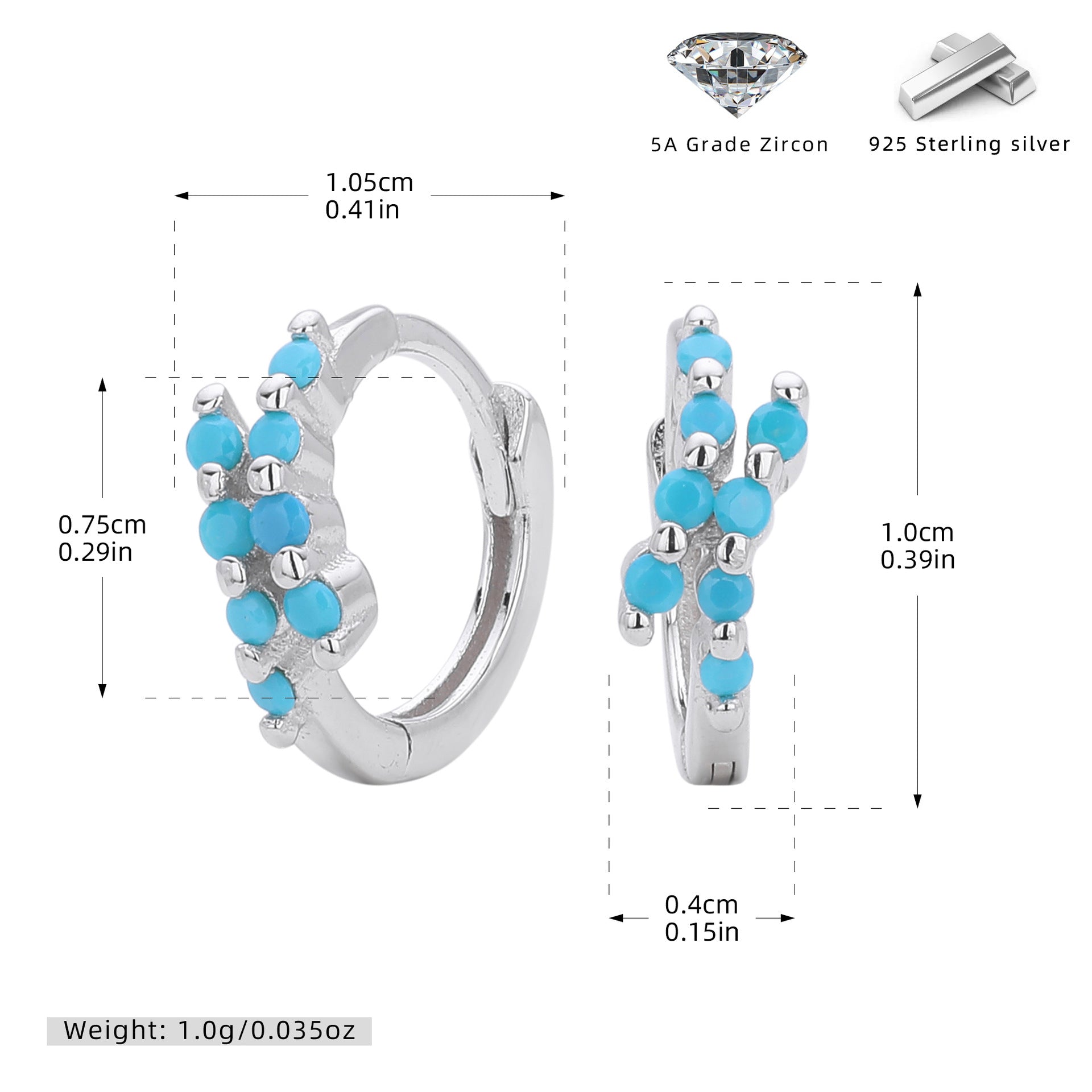 Damen Ohrstecker mit funkelnden Zirkon-Akzenten und hochwertigem 925 Sterling Silber Shop Nory