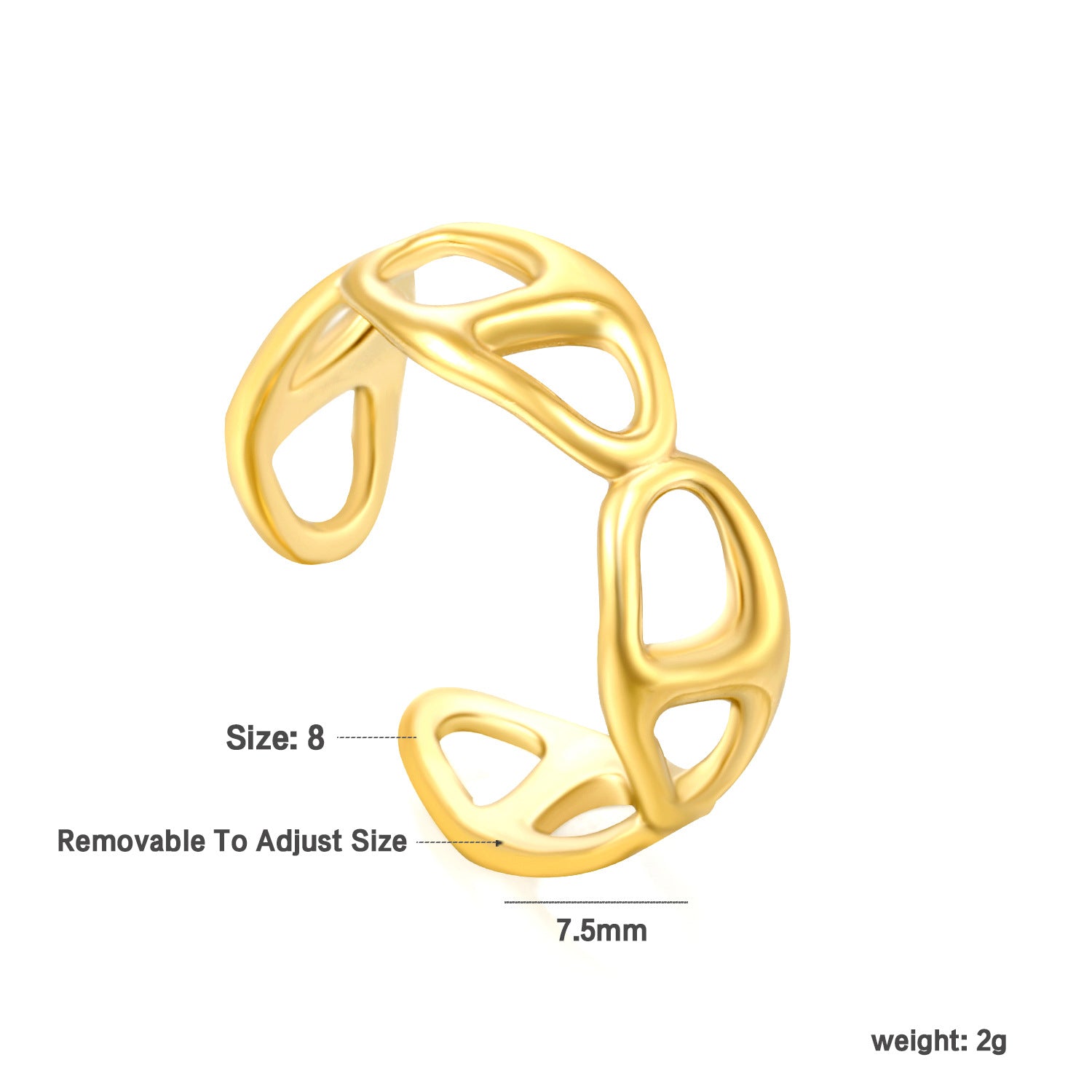 Damen offener Ring mit kunstvollem Design und anpassbarer Größe Shop Nory