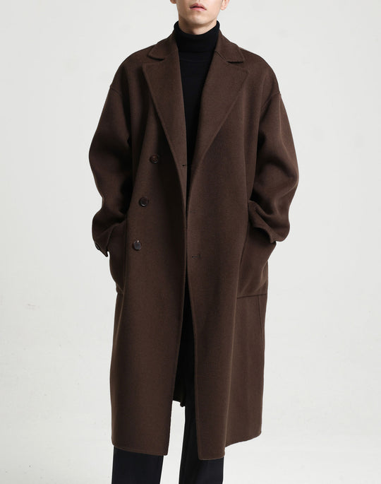 Herren Oversize Doppelreiher Wollmantel mit weitem Schnitt und klassischem Revers Shop Nory
