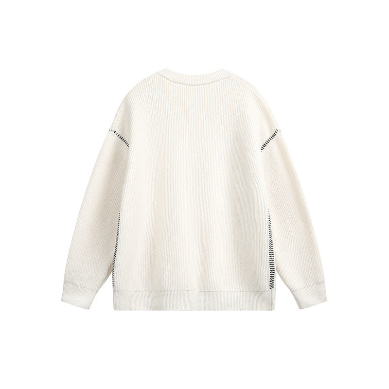 Unisex Grobstrick-Henley-Pullover mit Knopfleiste und Drop-Shoulder Shop Nory