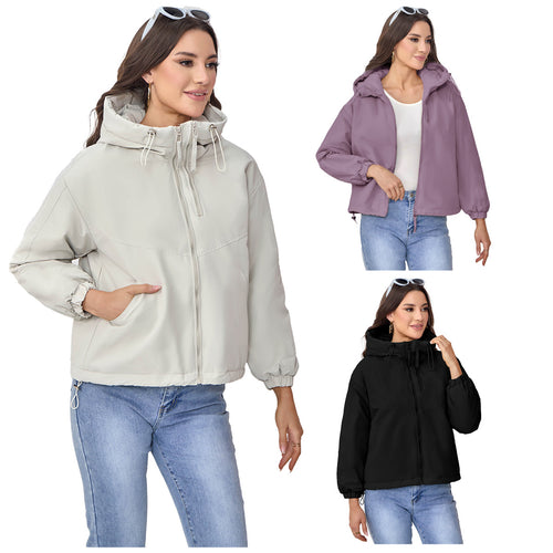 Damen Wattierte Kapuzenjacke mit Tunnelzug, Zweifach-Frontreißverschluss und elastischen Bündchen Shop Nory
