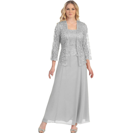 Damen Elegantes Abend-Maxi-Kleid mit Spitzenbolero und tailliertem Unterkleid Shop Nory