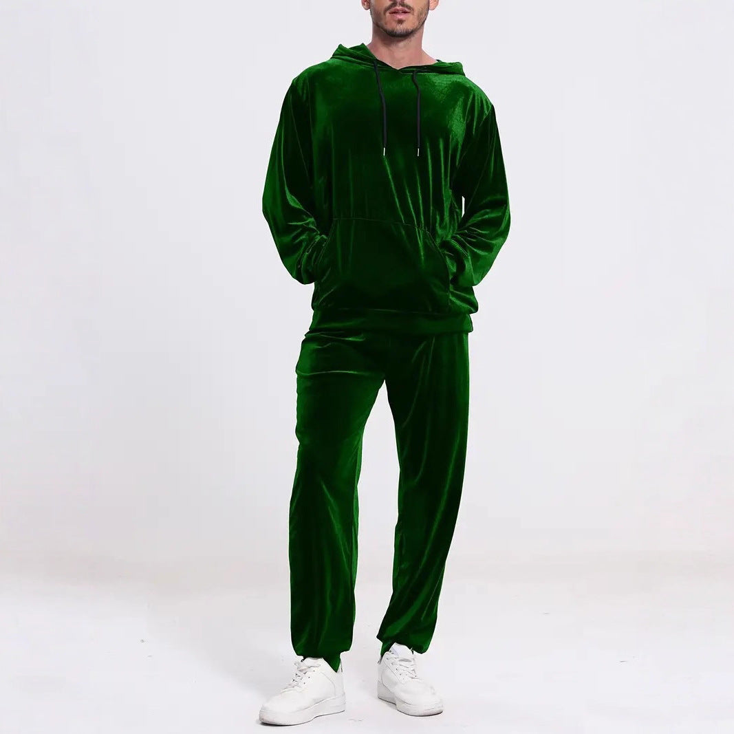 Herren nan Velours-Freizeitanzug mit Kapuzenpullover und lässiger Jogginghose Shop Nory