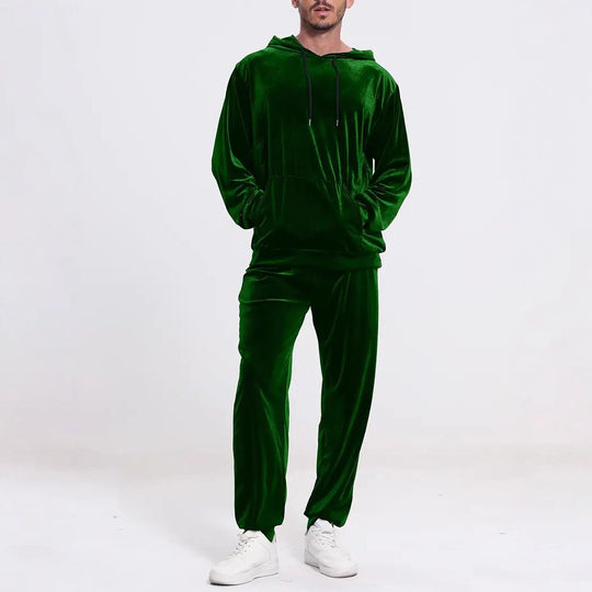 Herren nan Velours-Freizeitanzug mit Kapuzenpullover und lässiger Jogginghose Shop Nory