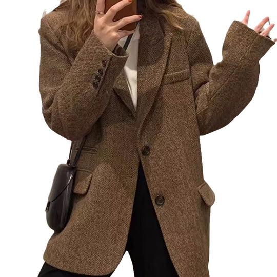 Damen Modischer Tweedblazer Shop Nory
