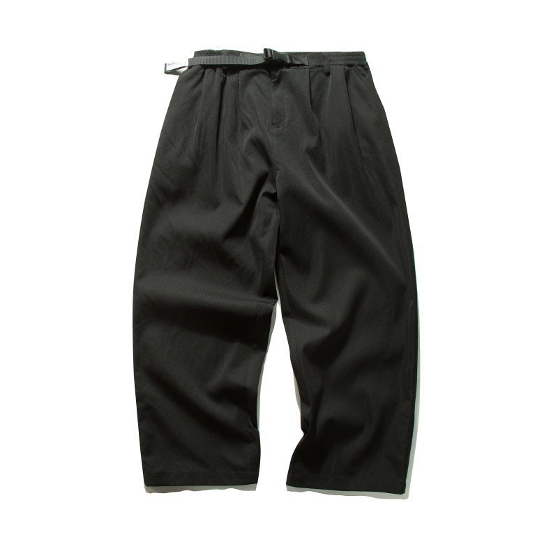 Herren Weite Relaxed-Twill-Hose mit elastischem Bund, D-Ring-Gürtel und Bundfalten Shop Nory