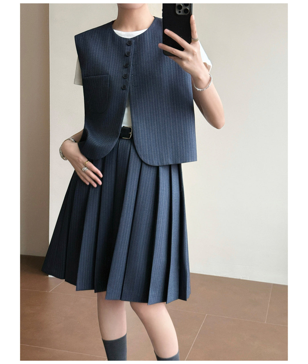 Damen Elegante Blazer-Weste mit gestreiftem Design Shop Nory