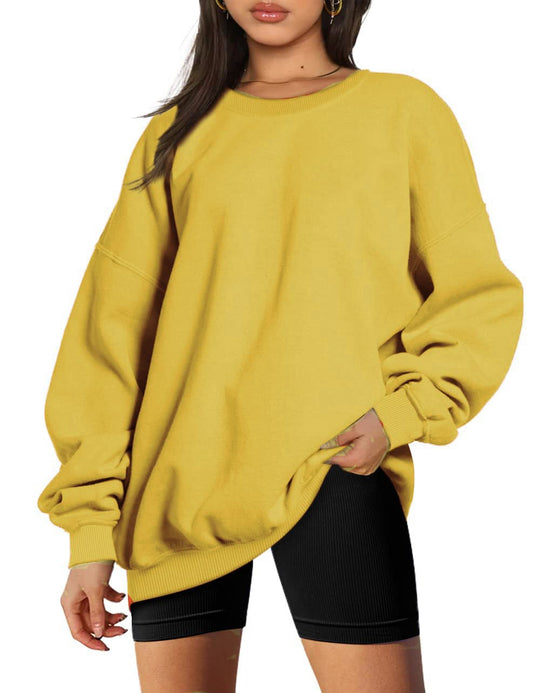 Damen nan extralanger Oversize-Sweatpullover mit Ballonärmeln, geripptem Saum und angerauter Innenseite Shop Nory