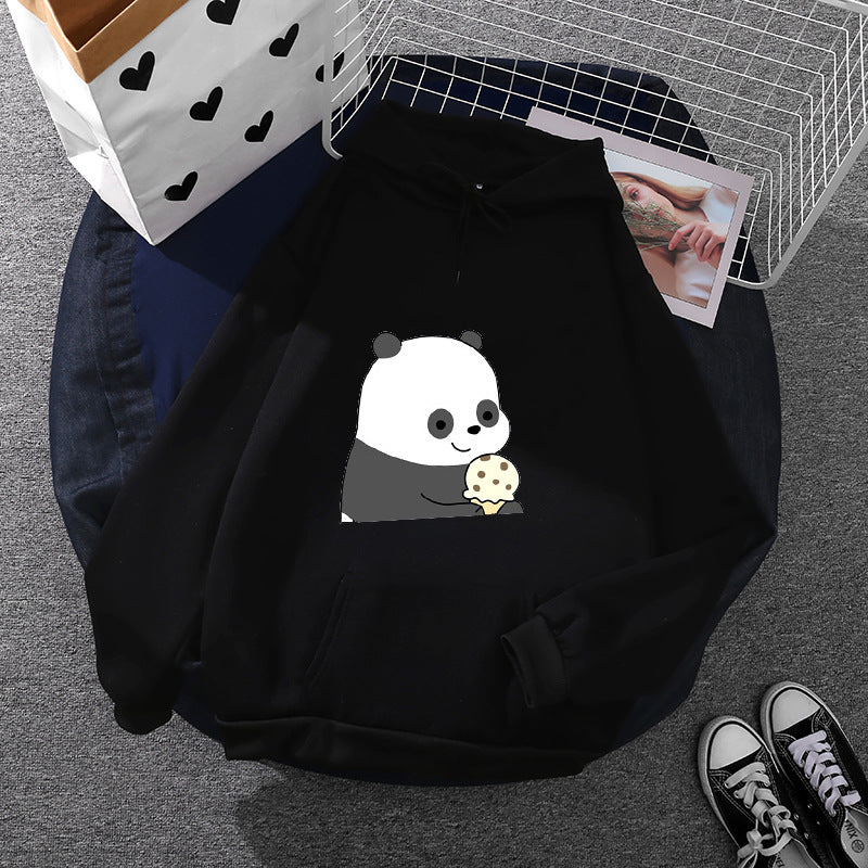 Damen nan oversized Kapuzenpullover im Streetstyle mit weichem Fleece-Innenfutter, Kängurutasche und farbenfrohem Cartoon-Katzen-Planet-Print Shop Nory