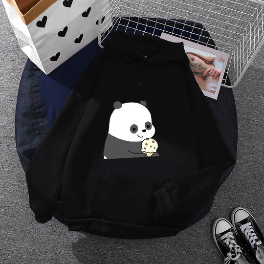 Damen nan oversized Kapuzenpullover im Streetstyle mit weichem Fleece-Innenfutter, Kängurutasche und farbenfrohem Cartoon-Katzen-Planet-Print Shop Nory