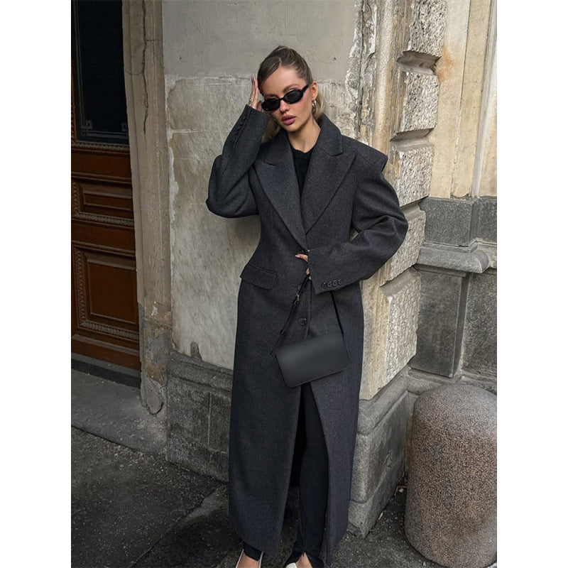 Damen Maxi-Wollmantel mit Oversized-Schnitt und strukturierter Schulterpartie Shop Nory