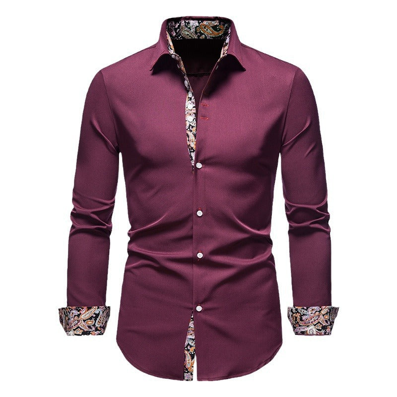 Herren Langarmhemd mit modernem Paisley-Muster und exklusiven Details