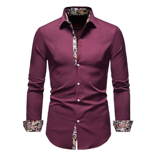 Herren Langarmhemd mit modernem Paisley-Muster und exklusiven Details