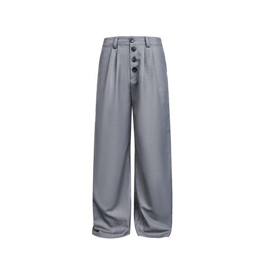 Damen Weite High-Waist Bundfaltenhose mit markanter Knopfleiste Shop Nory