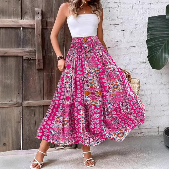 Damen Maxirock mit elastischem Smockbund und fließendem Paisley‑Print Shop Nory