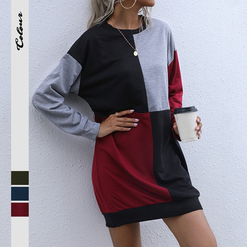 Damen Langarm-Sweatkleid mit Blockpaneelen und weitgeschnittener Passform Shop Nory