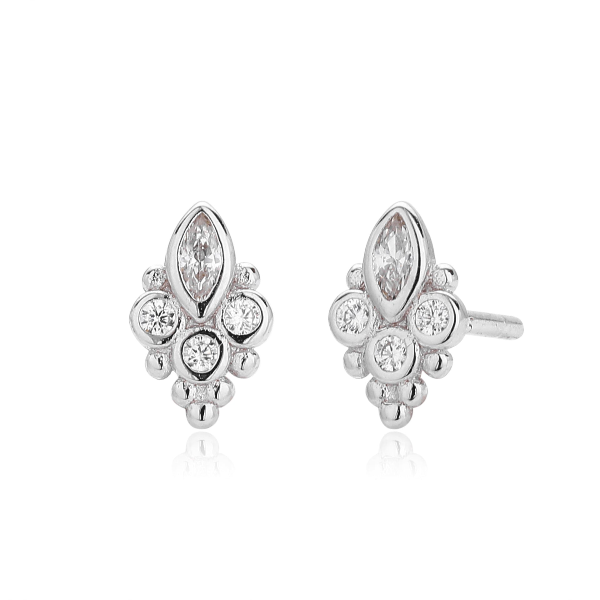 Damen Ohrstecker mit elegantem marquiseförmigem Design aus 925 Sterling Silber Shop Nory