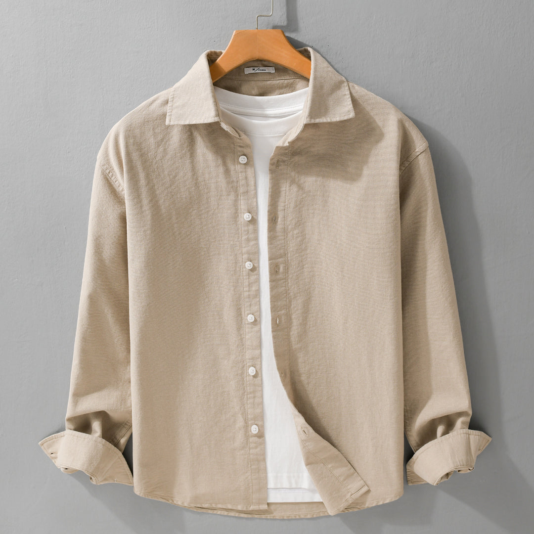 Herren Leichtes Leinen-Baumwoll-Overshirt mit Kentkragen, Relaxed‑Fit und durchgehender Knopfleiste Shop Nory