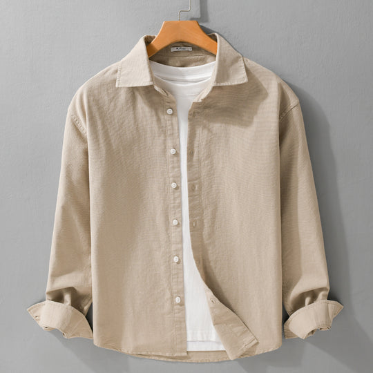 Herren Leichtes Leinen-Baumwoll-Overshirt mit Kentkragen, Relaxed‑Fit und durchgehender Knopfleiste Shop Nory