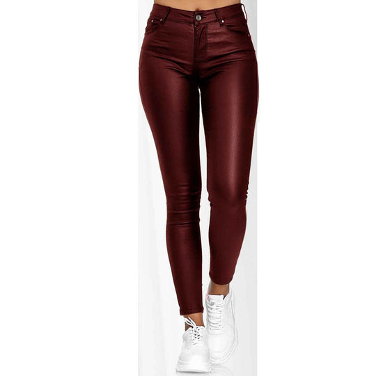 Damen Beschichtete High-Waist Skinny-Jeansoptik Hose Shop Nory