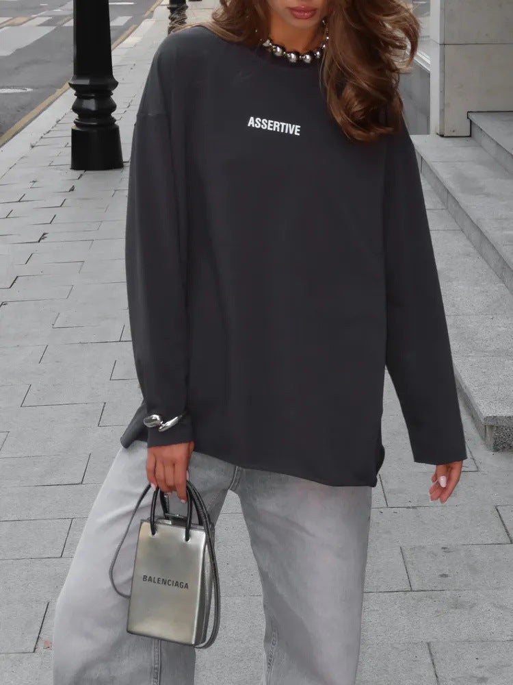 Damen oversized Baumwoll-Sweatshirt mit Statement-Print Shop Nory
