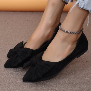 Damen Ballerinas mit dekorativem Schleifen-Design und spitzem Zehenbereich
