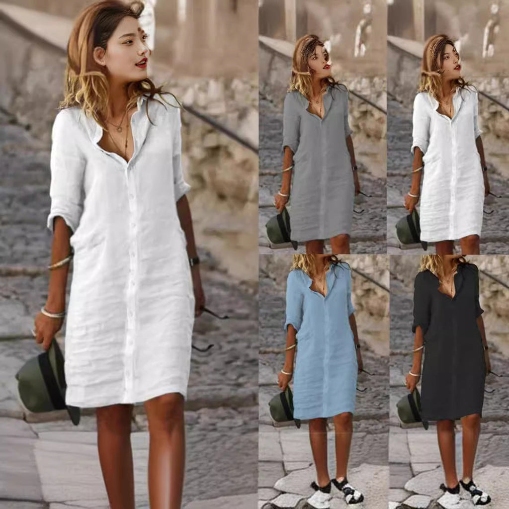 Damen Lässiges Hemdkleid mit Schicken Details