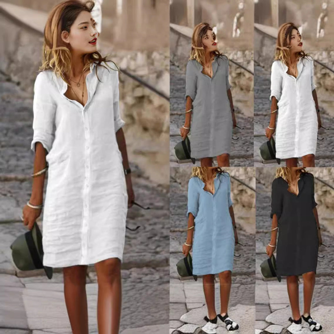 Damen Lässiges Hemdkleid mit Schicken Details