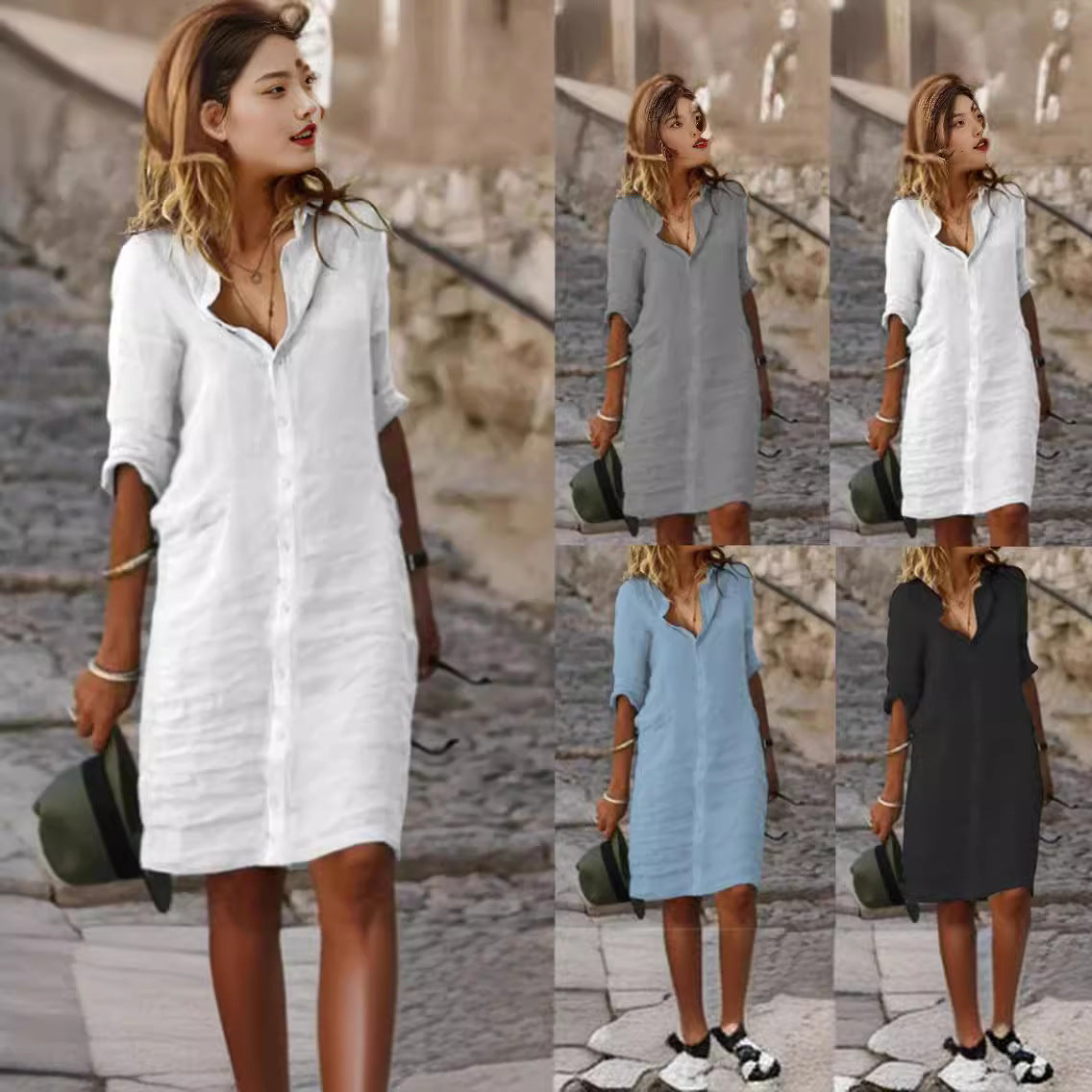 Damen Lässiges Hemdkleid mit Schicken Details