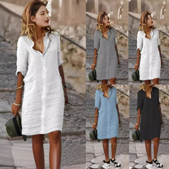 Damen Lässiges Hemdkleid mit Schicken Details