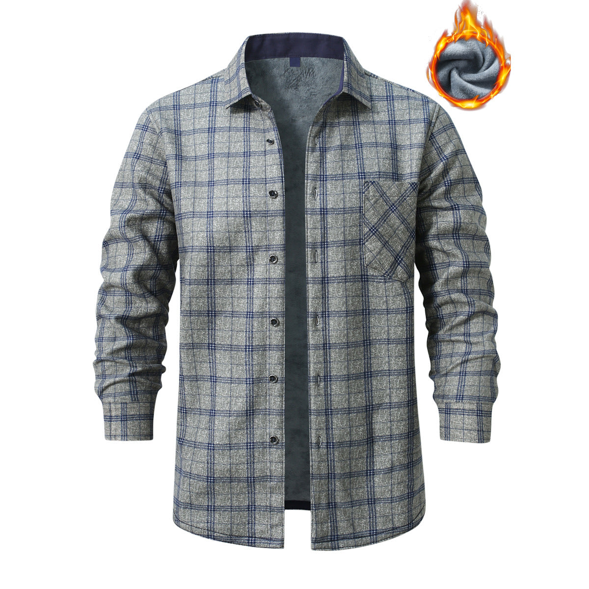 Herren kariertes Flanellhemd mit wärmender Fleece-Innenlage und aufgesetzter Brusttasche Shop Nory