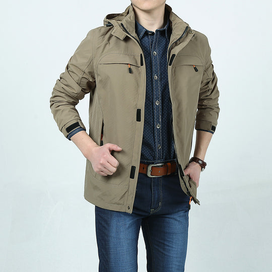 Herren Moderne Softshell-Fieldjacke mit Kapuze, atmungsaktivem Stretch und Organizer-Taschen Shop Nory