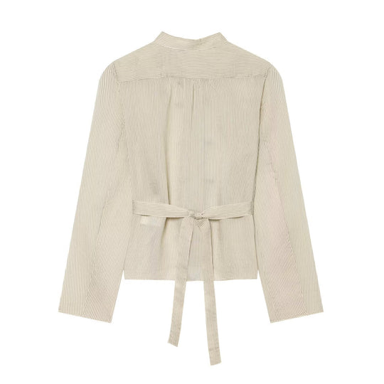 Damen Kurzjacke mit Stehkragen, chinesischen Kordelverschlüssen und Nadelstreifen Shop Nory