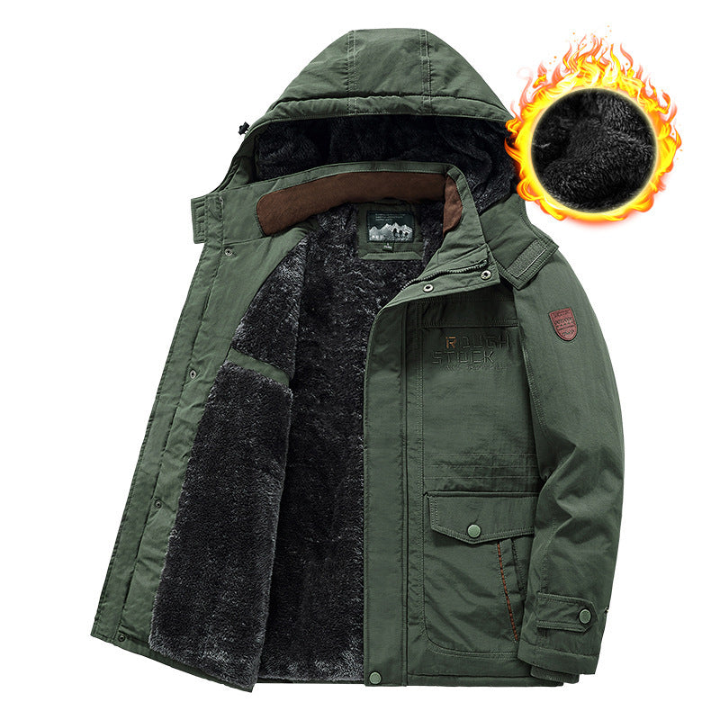 Herren wärmender gefütterter Kapuzenparka mit durchgehendem Teddyfleecefutter und Utility‑Taschen Shop Nory
